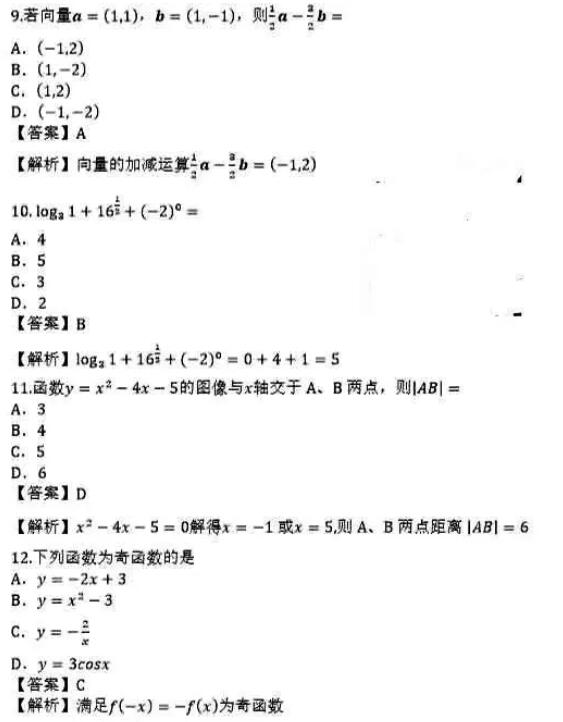 歷年福建福州成人高考高起專數學(理科)真題及參考答案(一)